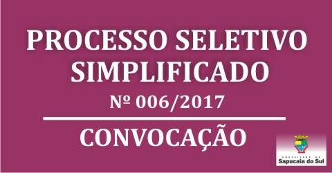 Processo Seletivo n° 006/2017 – Convocação estagiários de Nutrição