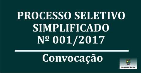 Processo Seletivo Simplificado nº 001/2017 – Convocação