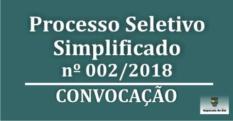 Processo Seletivo Simplificado nº 002/2018 – Convocação – Direito e Educação Física
