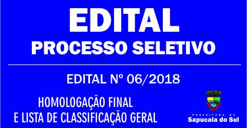 Processo Seletivo nº 006/2018 – Classificação Geral