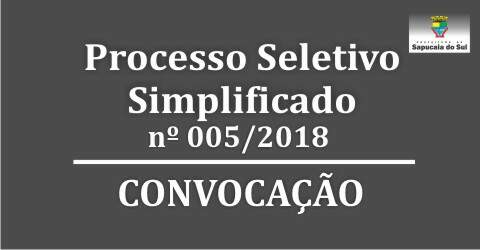 Processo Seletivo Simplificado nº 005/2018 – CONVOCAÇÃO – Técnico em informática