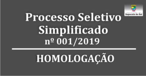 Processo Seletivo Simplificado nº 001/2019 – Homologação
