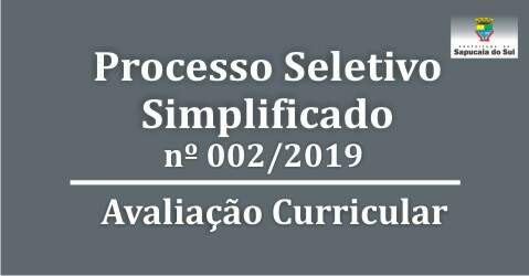 Processo Seletivo nº 002/2019 – Avaliação Curricular