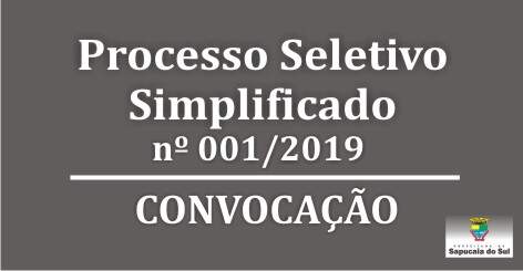 Processo Seletivo Simplificado nº 001/2019 – Convocação