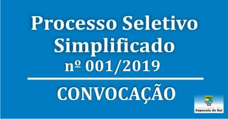 Processo Seletivo Simplificado nº 001/2019 – Convocação