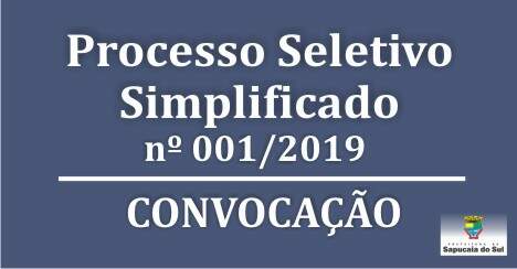 Processo Seletivo Simplificado nº 001/2019 – Convocação