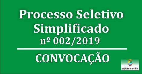 Processo Seletivo Simplificado nº 002/2019 – Convocação