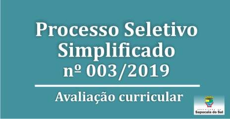 Processo Seletivo Simplificado nº 003/2019 – Resultado dos pareceres da análise dos dados curriculares