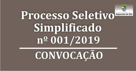 Processo Seletivo Simplificado nº 001/2019 – Convocação Ensino Médio