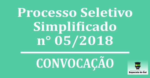 Processo Seletivo nº 005/2019 – Convocação