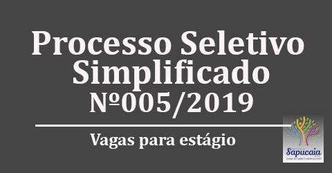 Processo Seletivo Simplificado nº 005/2019 – Processos seletivos para contratação de estagiários