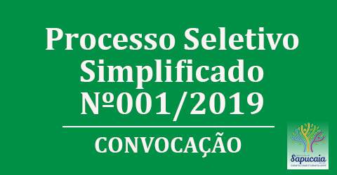 Processo Seletivo Simplificado nº 001/2019 – Convocação