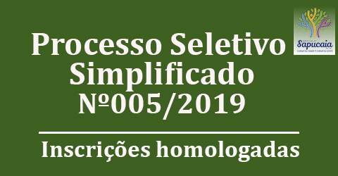 Processo Seletivo Simplificado nº 005/2019 – Inscrições homologadas