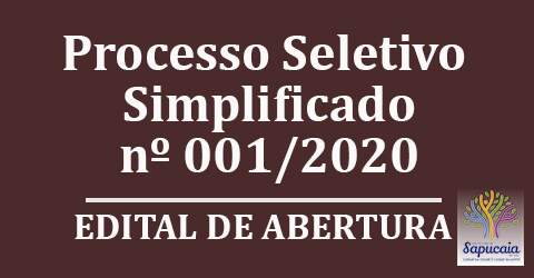 Processo Seletivo Simplificado nº 001/2020 – Edital de abertura