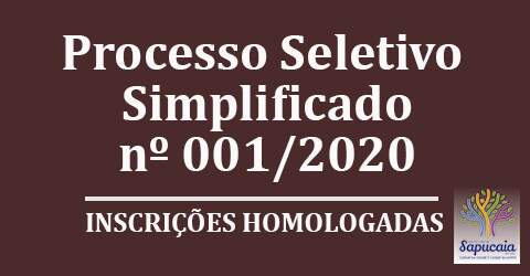 Processo Seletivo Simplificado nº 001/2020 – Relação de inscrições homologadas