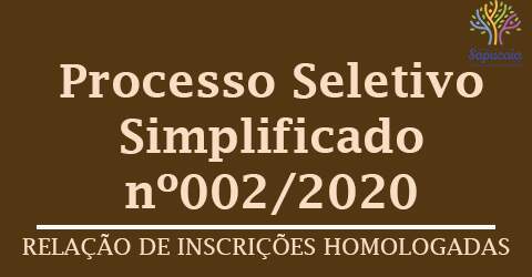 Processo Seletivo Simplificado nº 002/2020 – Inscrição homologada do curso técnico em agropecuária