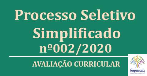 Processo Seletivo Simplificado nº 002/2020 –  Avaliação curricular do curso Técnico em Agropecuária