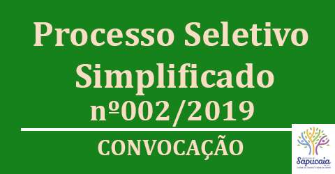 Processo Seletivo Simplificado nº 02/2019 – Convocação para o curso de Educação Física