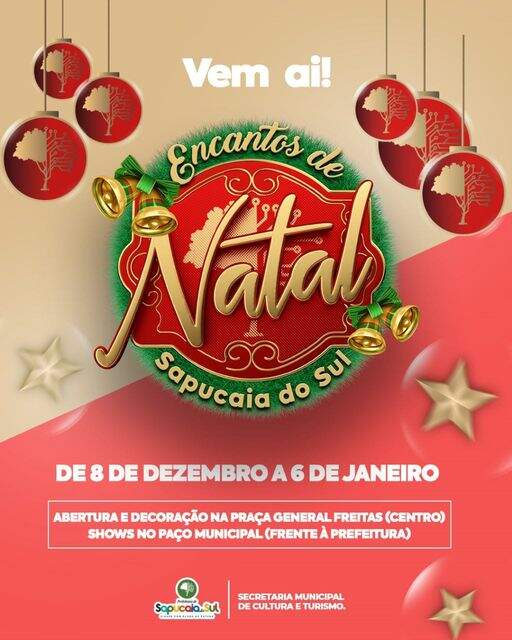 Confira o cronograma de shows do ENCANTOS DE NATAL 2022 - Prefeitura Municipal de Sapucaia do Sul Confira o cronograma de shows do ENCANTOS DE NATAL 2022 - Prefeitura Municipal de Sapucaia do Sul