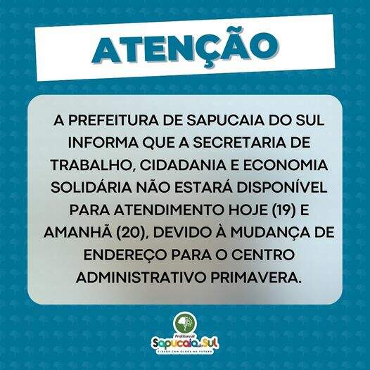 Prefeitura de Sapucaia do Sul - A Prefeitura de Sapucaia do Sul, através da  secretaria de Trabalho, Cidadania e Economia Solidária comunica que o  agendamento para emissão da carteira de identidade será