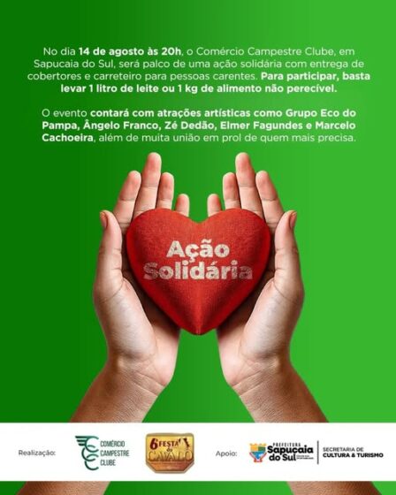 Comércio Campestre Clube será palco de uma ação especial com entrega de cobertores e carreteiro para pessoas carentes.