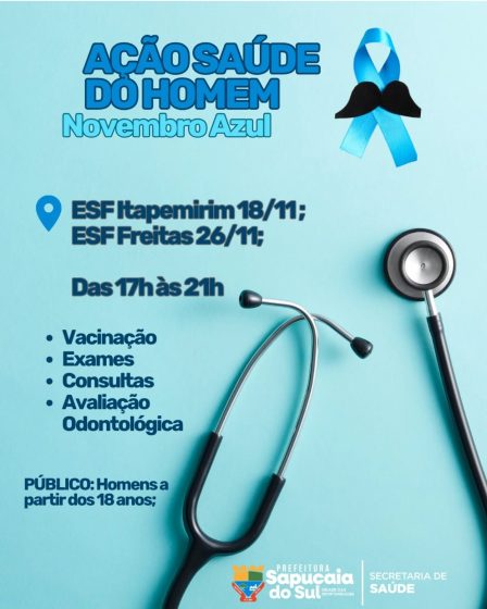Ações de Saúde do Homem acontecem nos dias 18 e 26 de novembro