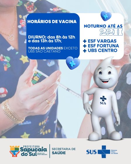 Vacinação contra a gripe segue disponível nas unidades de saúde de Sapucaia do Sul