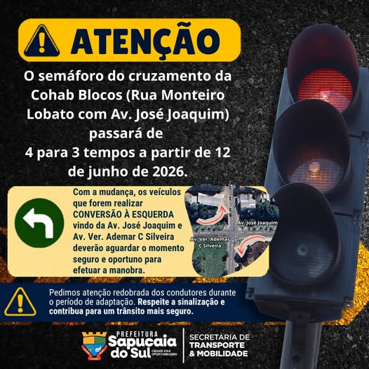 Prefeitura informa sobre mudanças no semáforo no cruzamento da Cohab Blocos