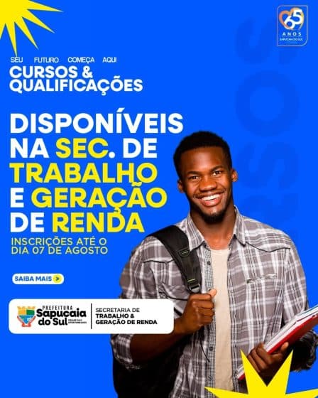 Inscrições para cursos de qualificação profissional se encerram no dia 07 de agosto